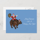 Santa Claus Riding A Beer Feestdagenkaart (Voorkant / Achterkant)