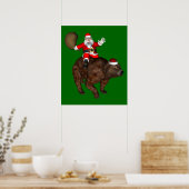 Santa Claus Riding A Beer Poster (Keuken)