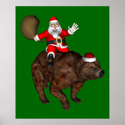 Santa Claus Riding A Beer Poster (Voorkant)