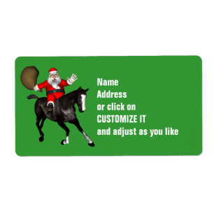 Santa Claus Riding A Black Horse Etiket