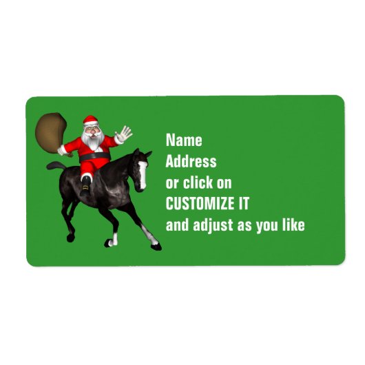 Santa Claus Riding A Black Horse Etiket (Voorkant)