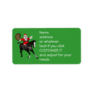 Santa Claus Riding A Black Horse Etiket