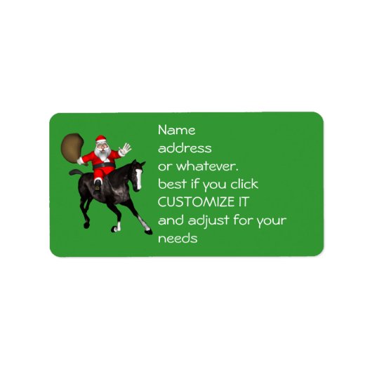 Santa Claus Riding A Black Horse Etiket (Voorkant)
