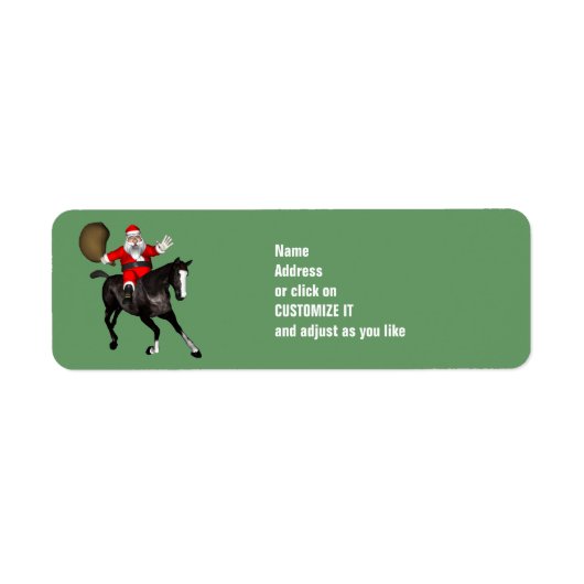 Santa Claus Riding A Black Horse Etiket (Voorkant)