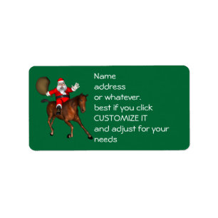 Santa Claus Riding A Brown Horse Etiket