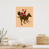 Santa Claus Riding A Cangaroo Poster (Keuken)