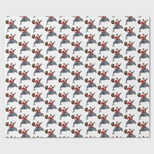 Santa Claus Riding A Dolphin Cadeaupapier (Vlak)