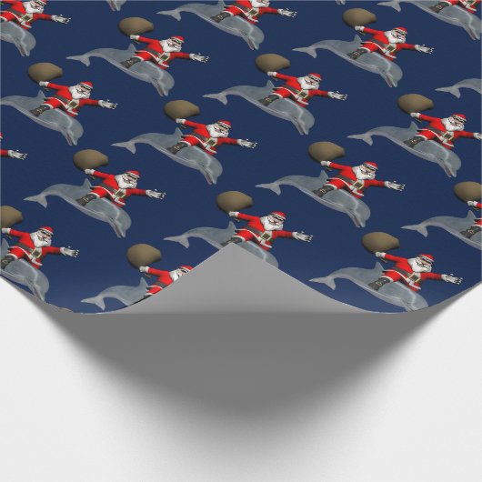 Santa Claus Riding A Dolphin Cadeaupapier (Hoek)