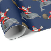 Santa Claus Riding A Dolphin Cadeaupapier (Rol Hoek)