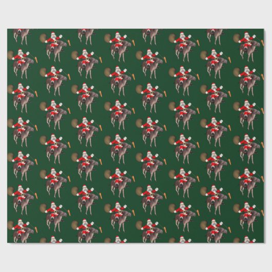 Santa Claus Riding A Donkey Cadeaupapier (Vlak)