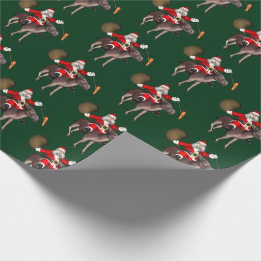 Santa Claus Riding A Donkey Cadeaupapier (Hoek)