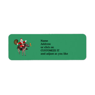 Santa Claus Riding A Donkey Etiket