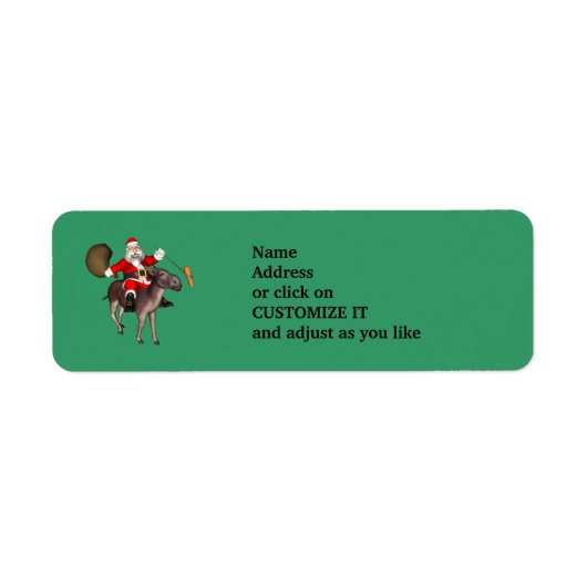 Santa Claus Riding A Donkey Etiket (Voorkant)