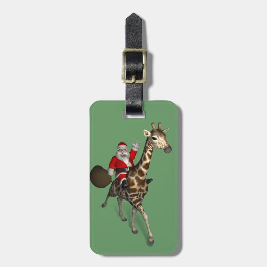Santa Claus Riding A Giraffe Bagagelabel (Voorkant verticaal)