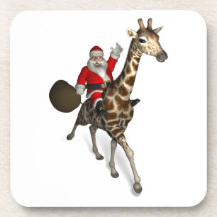 Santa Claus Riding A Giraffe Drankjes Onderzetter