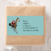 Santa Claus Riding A Giraffe Etiket (Insitu)