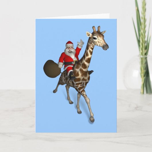 Santa Claus Riding A Giraffe Feestdagen Kaart (Voorkant)