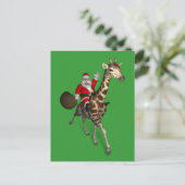 Santa Claus Riding A Giraffe Feestdagenkaart (Staand voorkant)