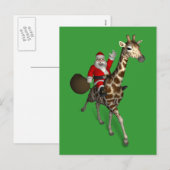 Santa Claus Riding A Giraffe Feestdagenkaart (Voorkant / Achterkant)