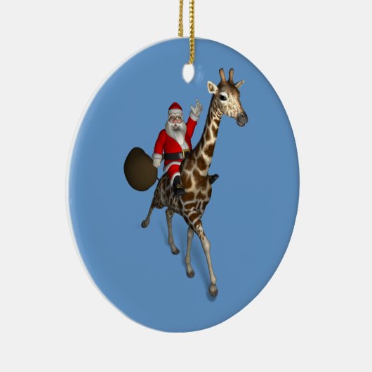 Santa Claus Riding A Giraffe Keramisch Ornament (Rechts)