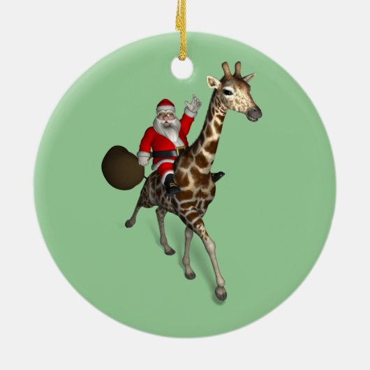 Santa Claus Riding A Giraffe Keramisch Ornament (Achterkant)