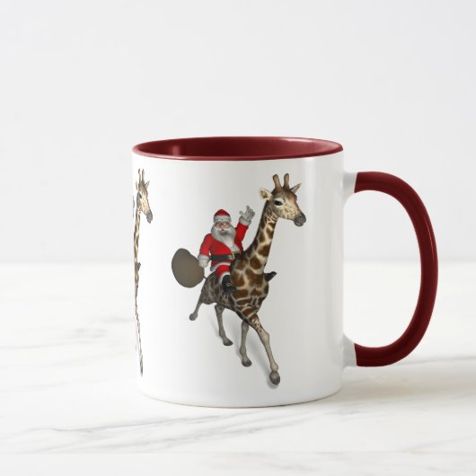 Santa Claus Riding A Giraffe Mok (Rechts)