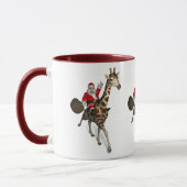Santa Claus Riding A Giraffe Mok (Links)