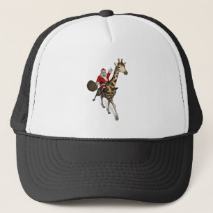 Santa Claus Riding A Giraffe Trucker Pet