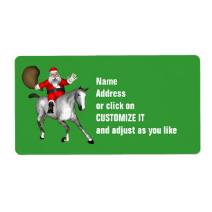 Santa Claus Riding A Grey Horse Etiket