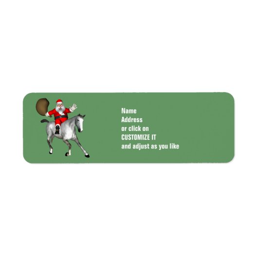 Santa Claus Riding A Grey Horse Etiket (Voorkant)