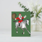 Santa Claus Riding A Grey Horse Feestdagenkaart (Staand voorkant)