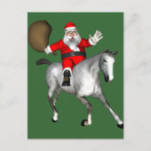 Santa Claus Riding A Grey Horse Feestdagenkaart (Voorkant)