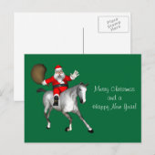 Santa Claus Riding A Grey Horse Feestdagenkaart (Voorkant / Achterkant)