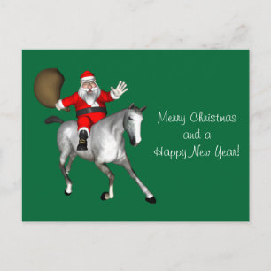 Santa Claus Riding A Grey Horse Feestdagenkaart