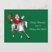 Santa Claus Riding A Grey Horse Feestdagenkaart (Voorkant)