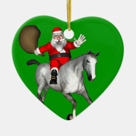 Santa Claus Riding A Grey Horse Keramisch Ornament (Voorkant)