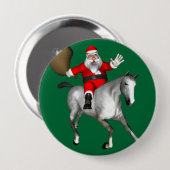 Santa Claus Riding A Grey Horse Ronde Button 4,0 Cm (Voorkant /achterkant)