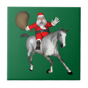 Santa Claus Riding A Grey Horse Tegeltje