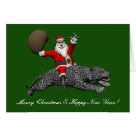 Santa Claus Riding a Grey Panther