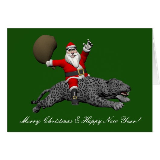 Santa Claus Riding a Grey Panther (Voorkant Horizontaal)