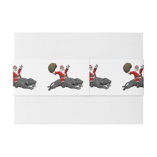 Santa Claus Riding a Grey Panther Uitnodigingen Wikkel (Achterkant Voorbeeld)