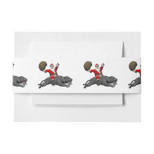 Santa Claus Riding a Grey Panther Uitnodigingen Wikkel