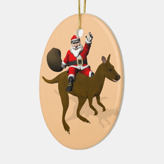 Santa Claus Riding A Kangaroo Keramisch Ornament (Links)