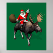 Santa Claus Riding A Moose Poster (Voorkant)
