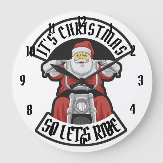 Santa Claus riding a motorcycle Grote Klok (Voorkant)