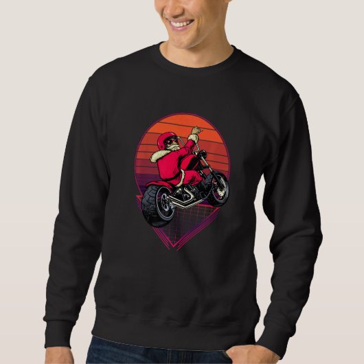 Santa Claus Riding a Motorcycle Retro Sunset  Chri Trui (Voorkant)