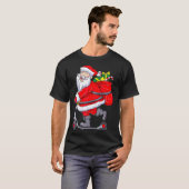 Santa Claus Riding a Push Scooter Funny Christmas  T-shirt (Voorkant volledig)