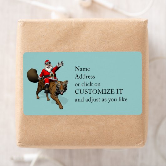 Santa Claus Riding A Tiger Etiket (Insitu)