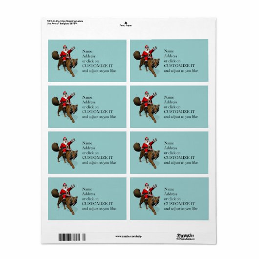 Santa Claus Riding A Tiger Etiket (Full Sheet)