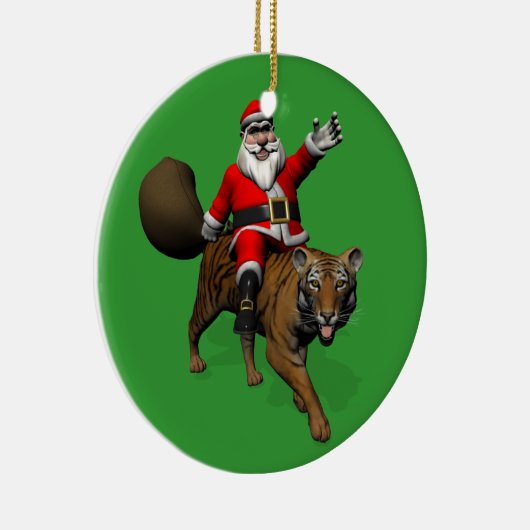 Santa Claus Riding A Tiger Keramisch Ornament (Rechts)